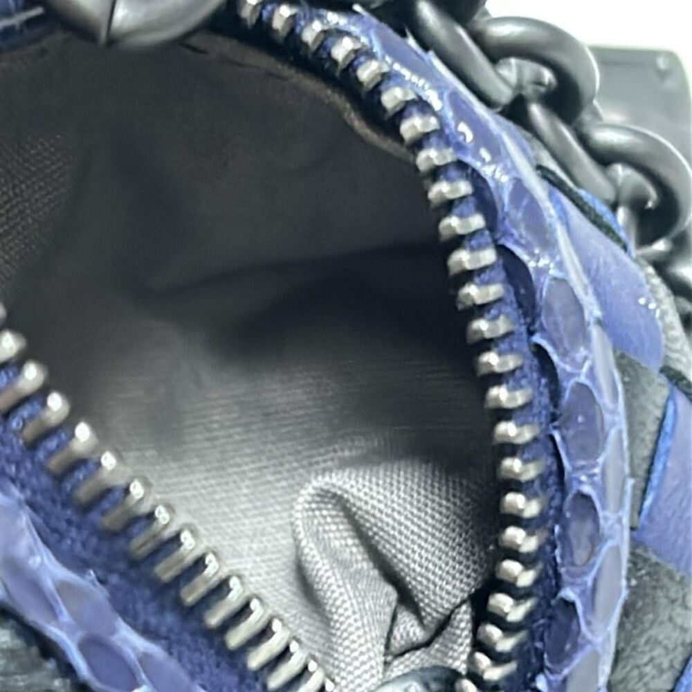BOTTEGA VENETA Same As Pouch Intrecciato Navy X Black Leather - Picture 4 of 5